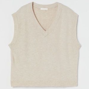 Cream V Neck Sweater Vest